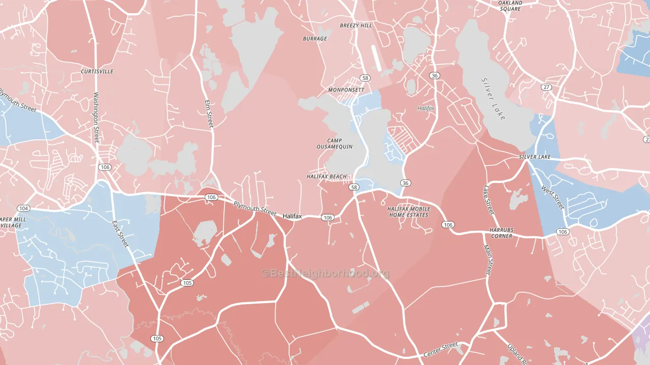 Halifax, MA block-group political-lean map