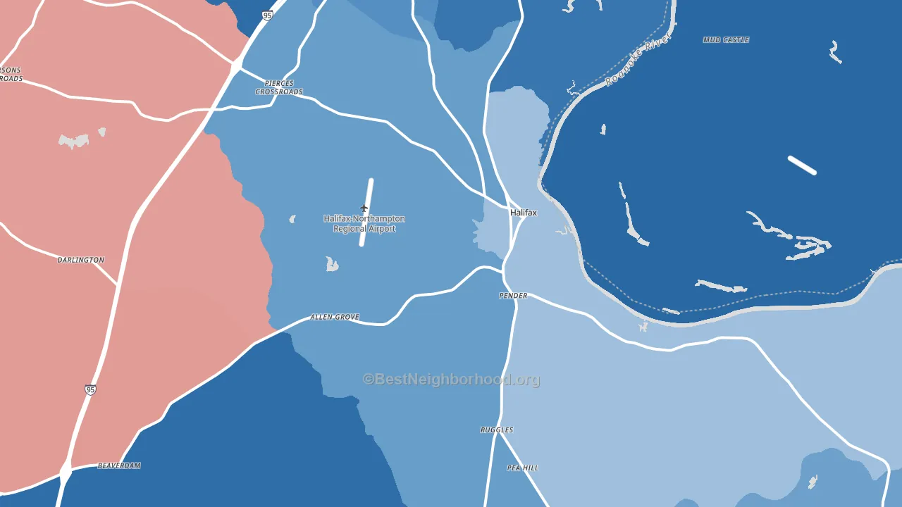 Halifax, NC block-group political-lean map