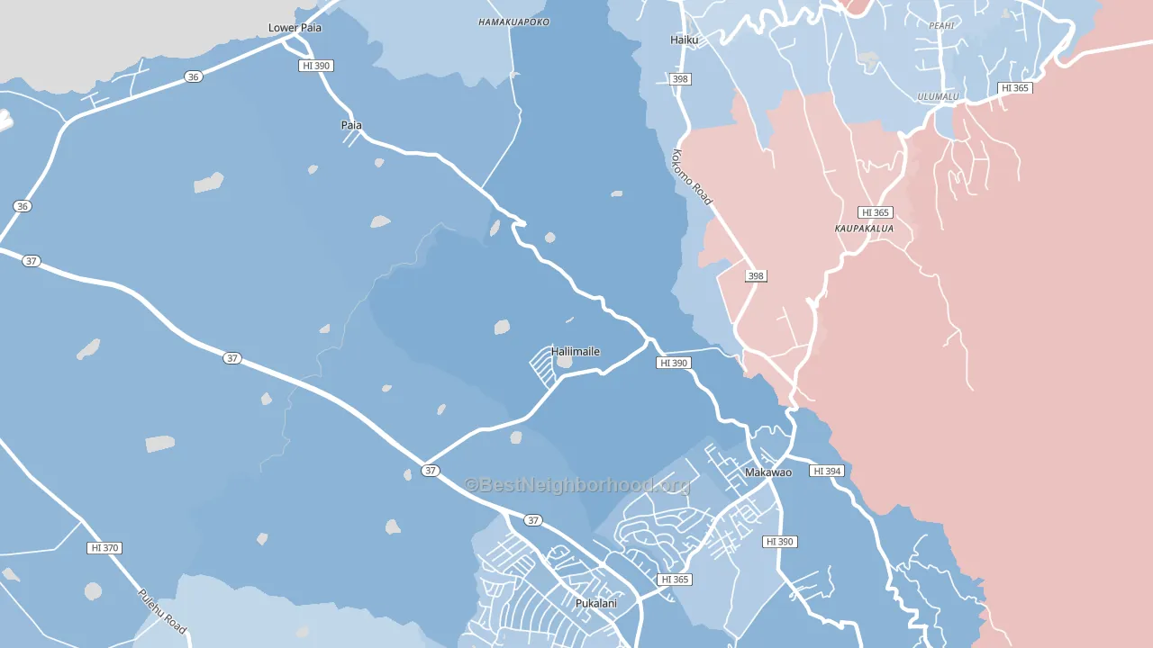 Haliimaile, HI block-group political-lean map