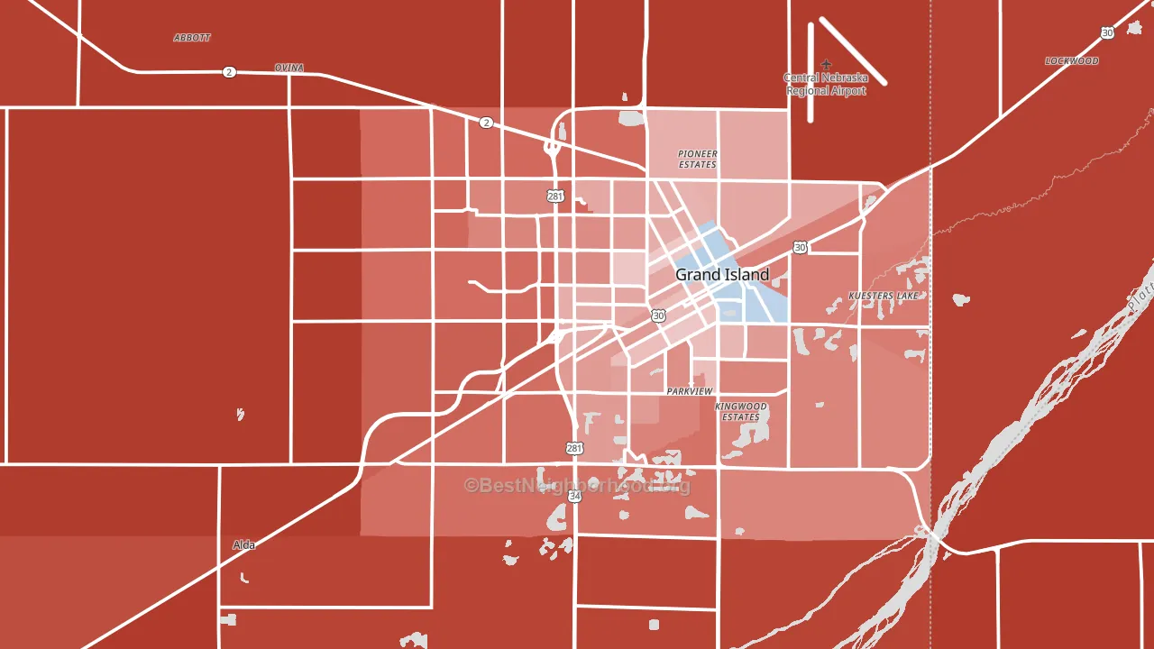 Hall County, NE block-group political-lean map