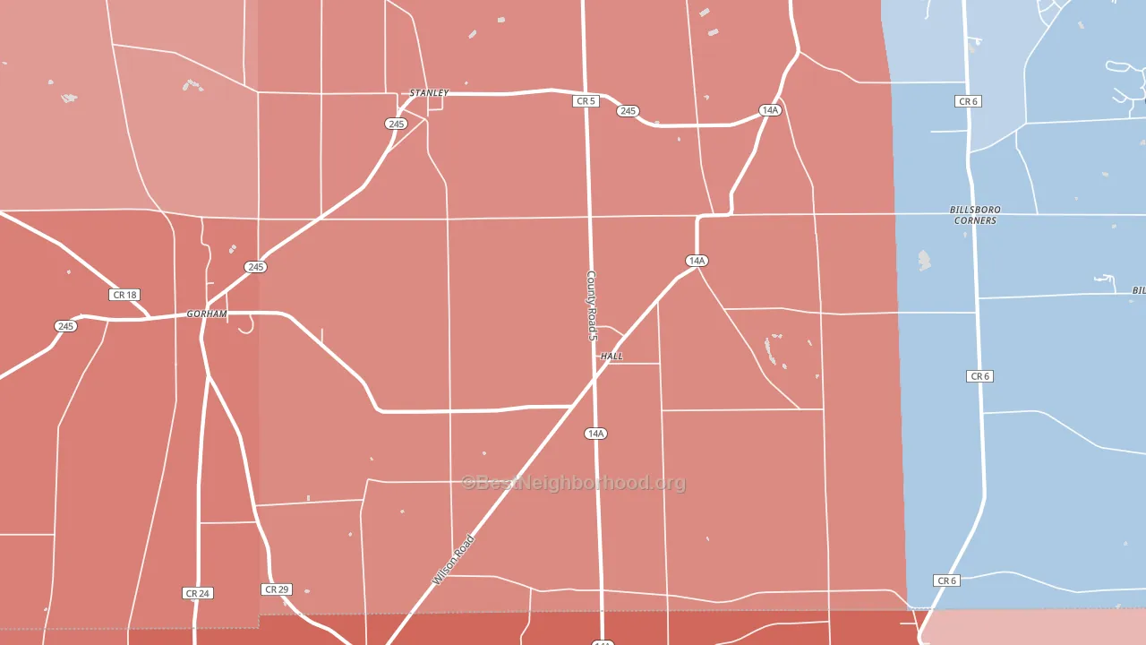 Hall, NY block-group political-lean map