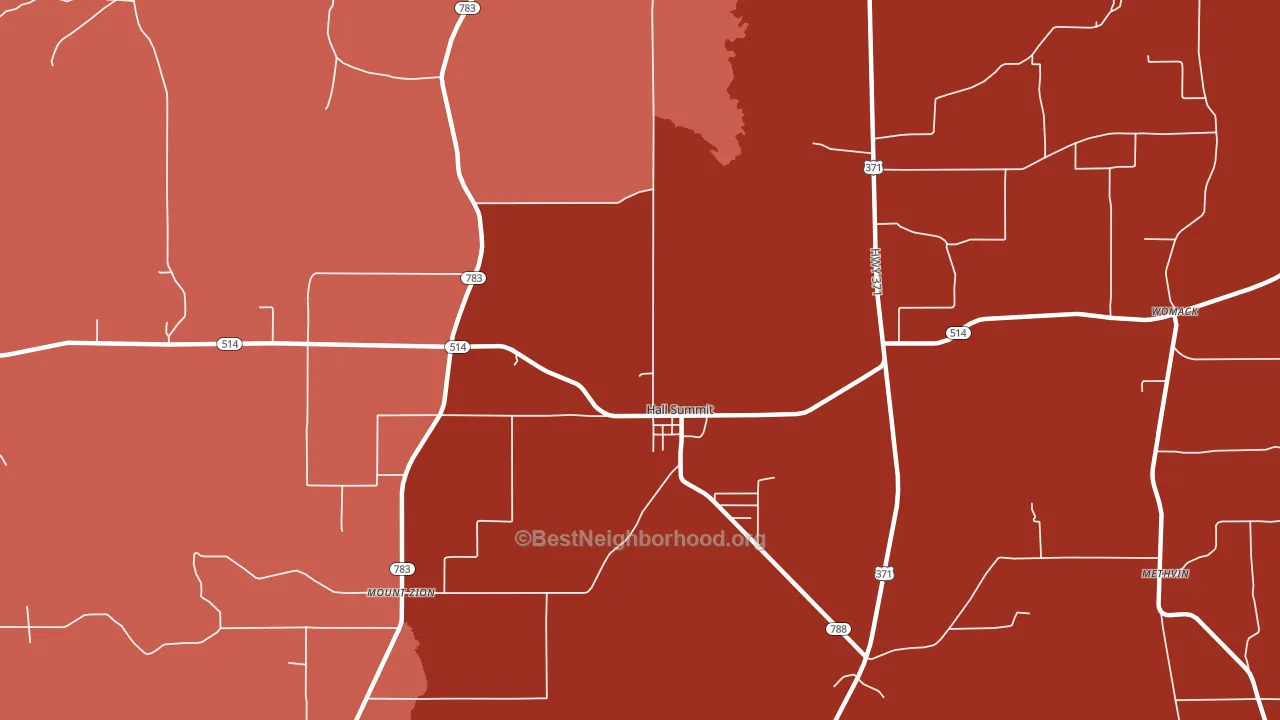 Hall Summit, LA block-group political-lean map