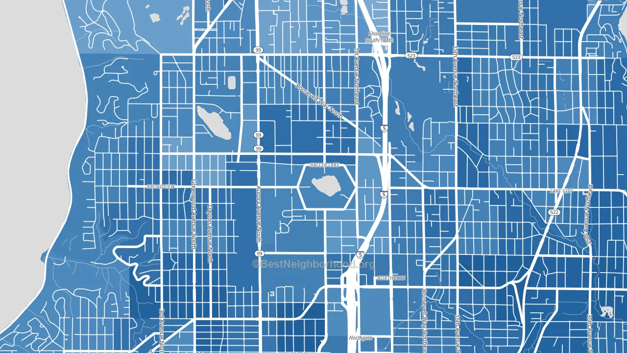 Haller Lake, Seattle, WA block-group political-lean map