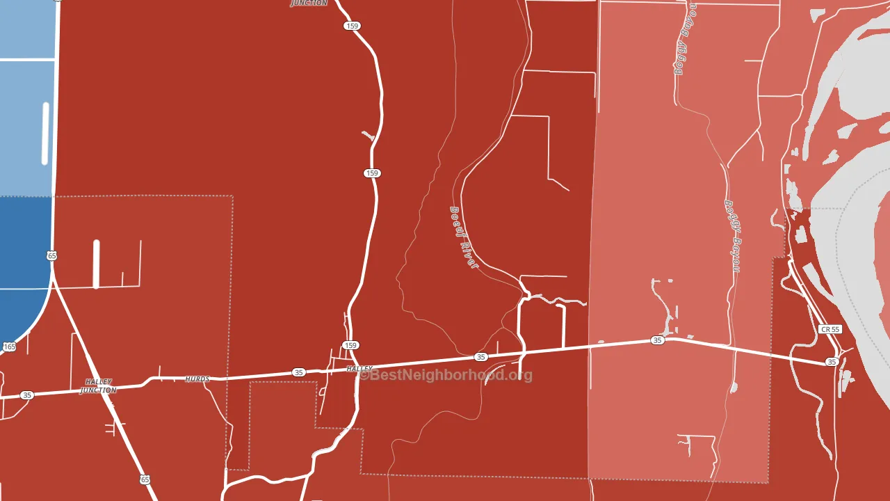 Halley, AR block-group political-lean map