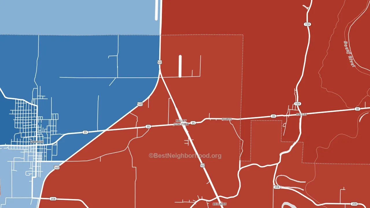Halley Junction, AR block-group political-lean map