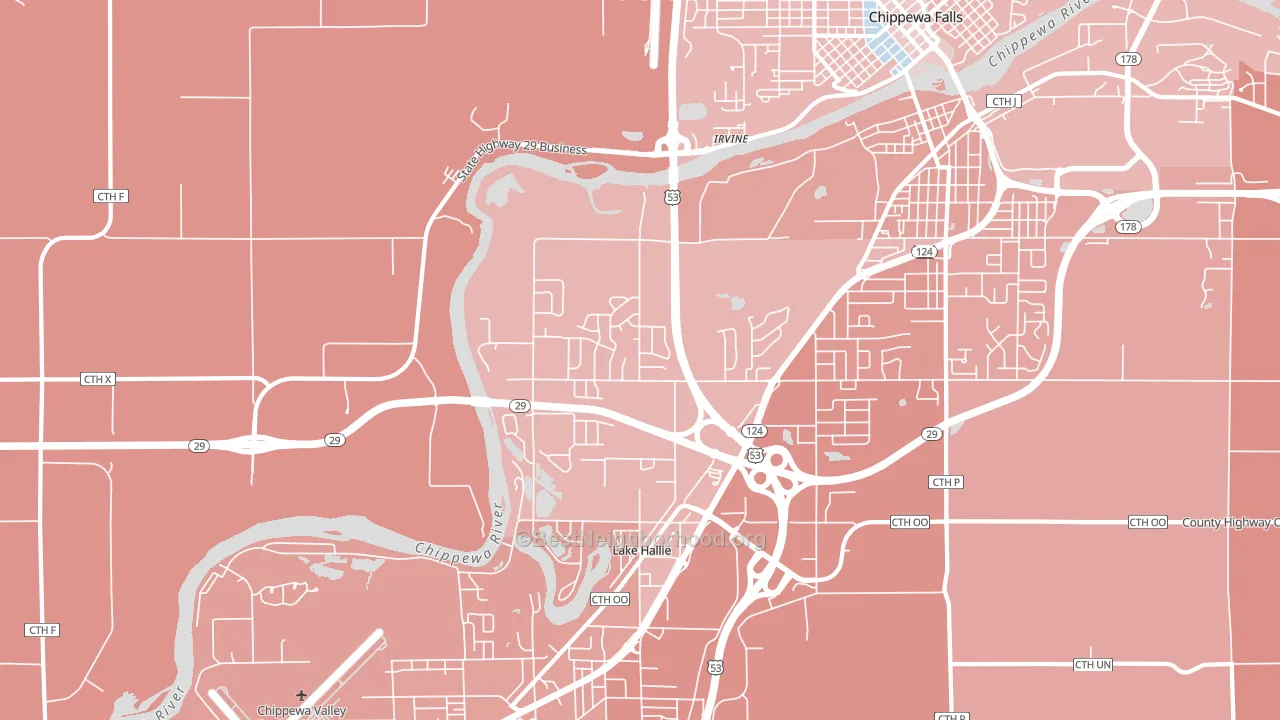 Hallie, WI block-group political-lean map