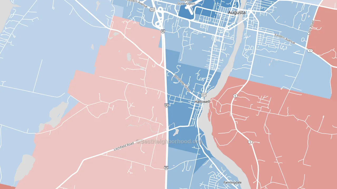 Hallowell, ME block-group political-lean map