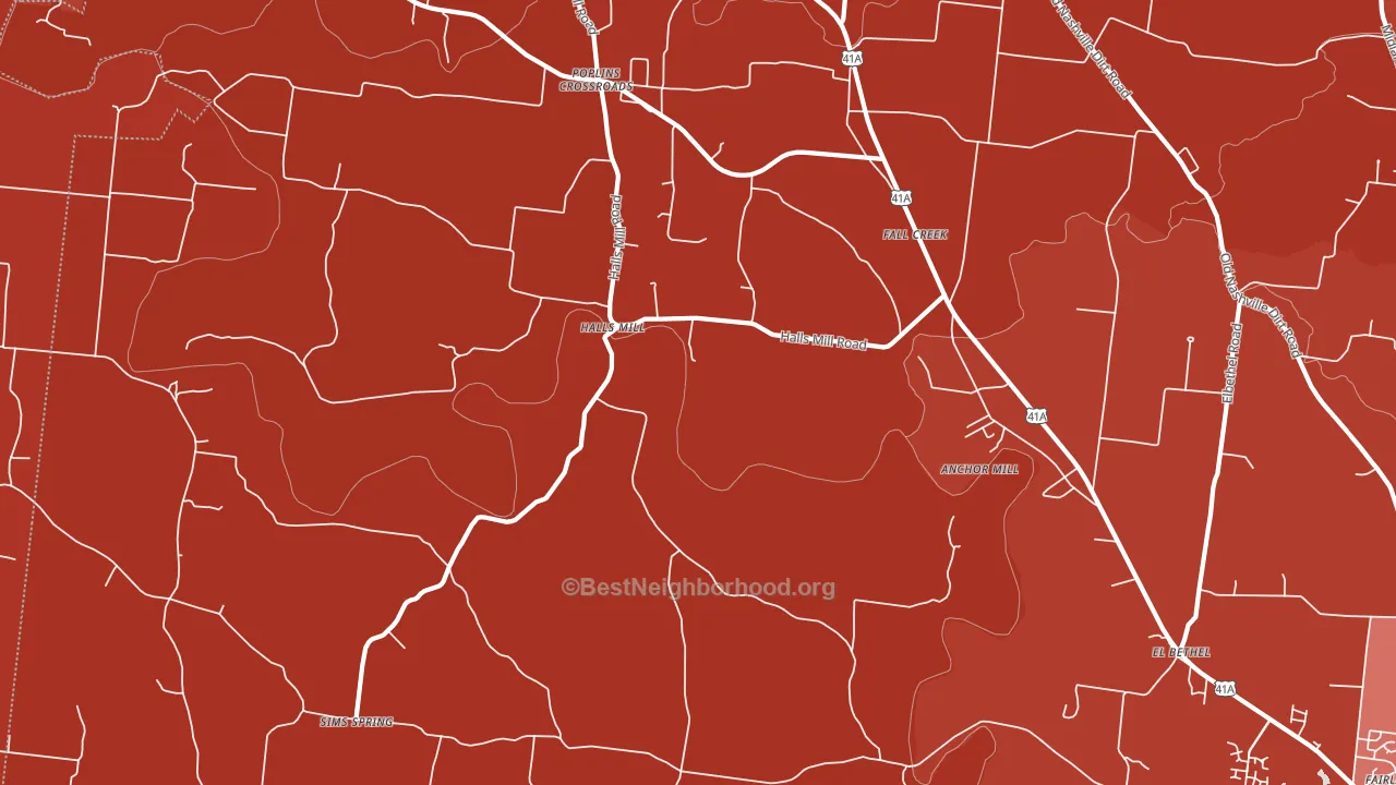 Halls Mill, TN block-group political-lean map