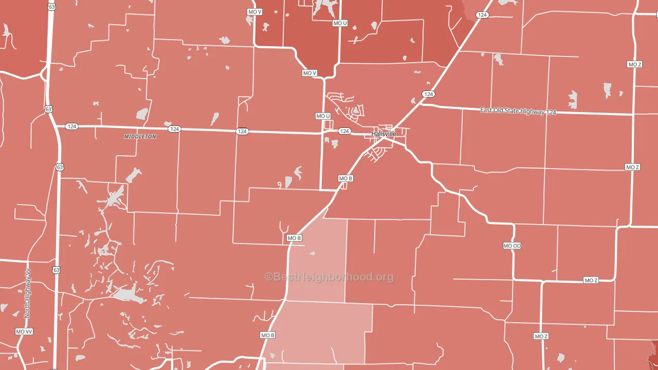 Hallsville, MO block-group political-lean map