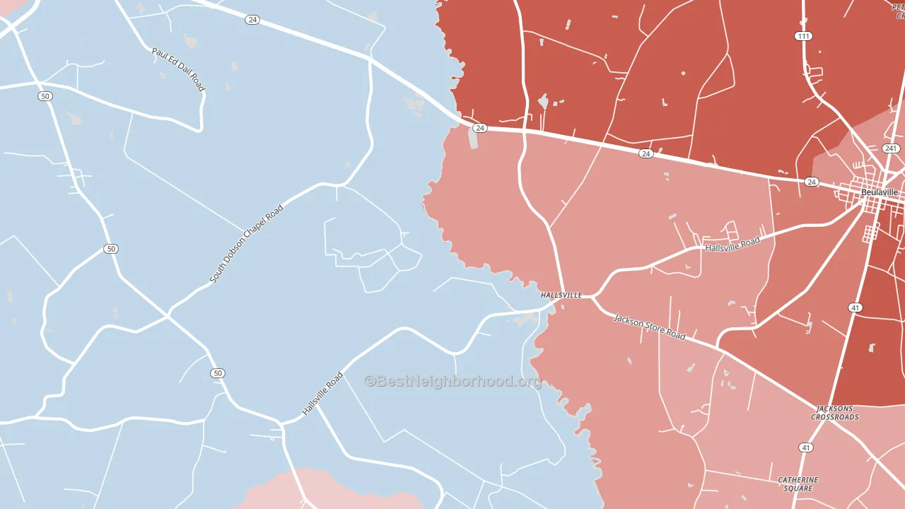 Hallsville, NC block-group political-lean map