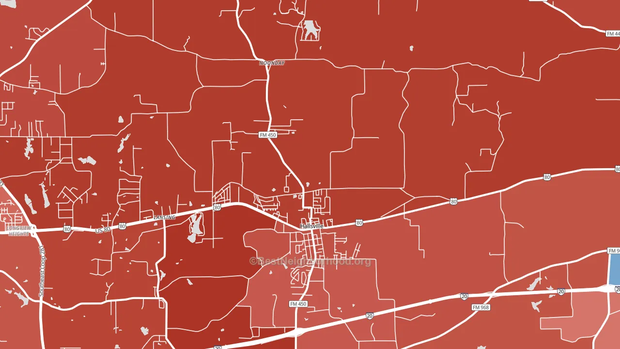 Hallsville, TX block-group political-lean map