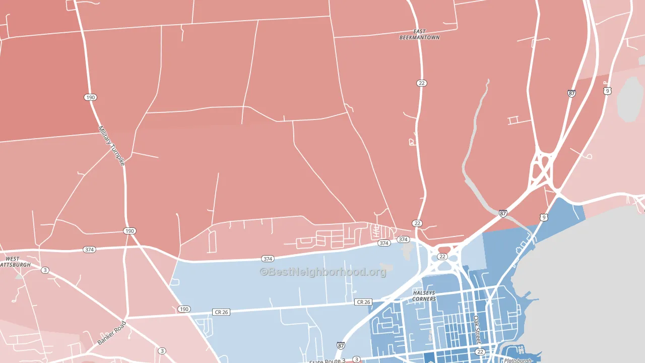 Halseys Corners, NY block-group political-lean map
