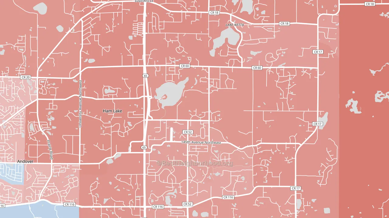 Ham Lake, MN block-group political-lean map