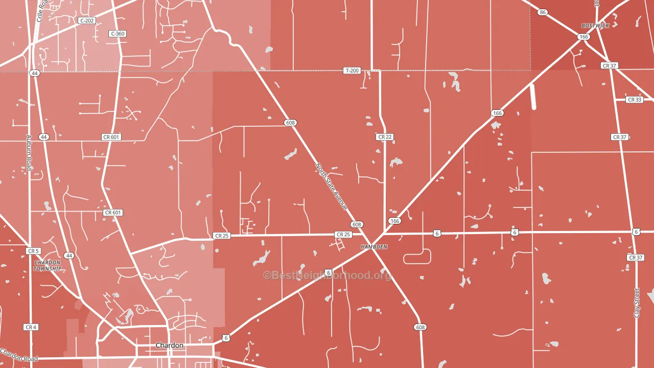 Hambden, OH block-group political-lean map
