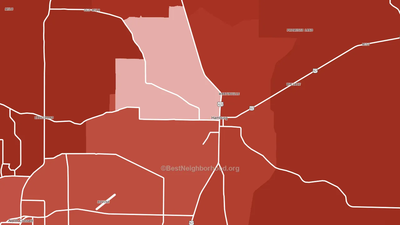 Hamburg, AR block-group political-lean map
