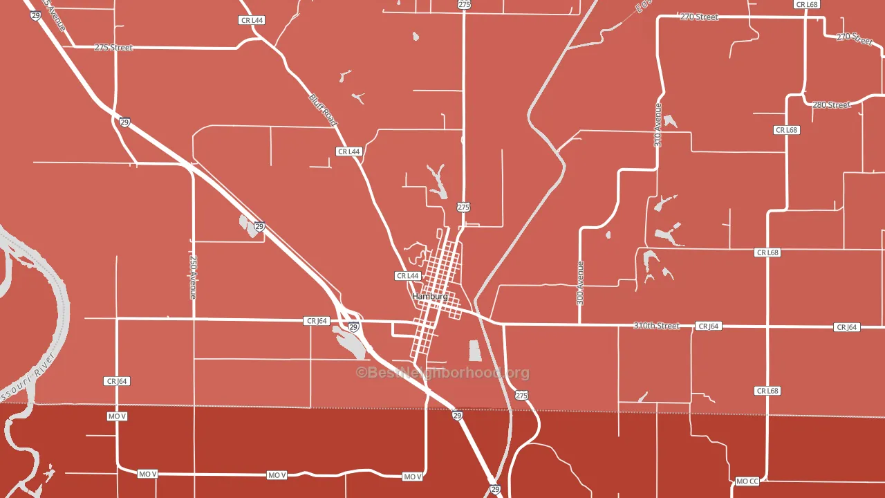 Hamburg, IA block-group political-lean map