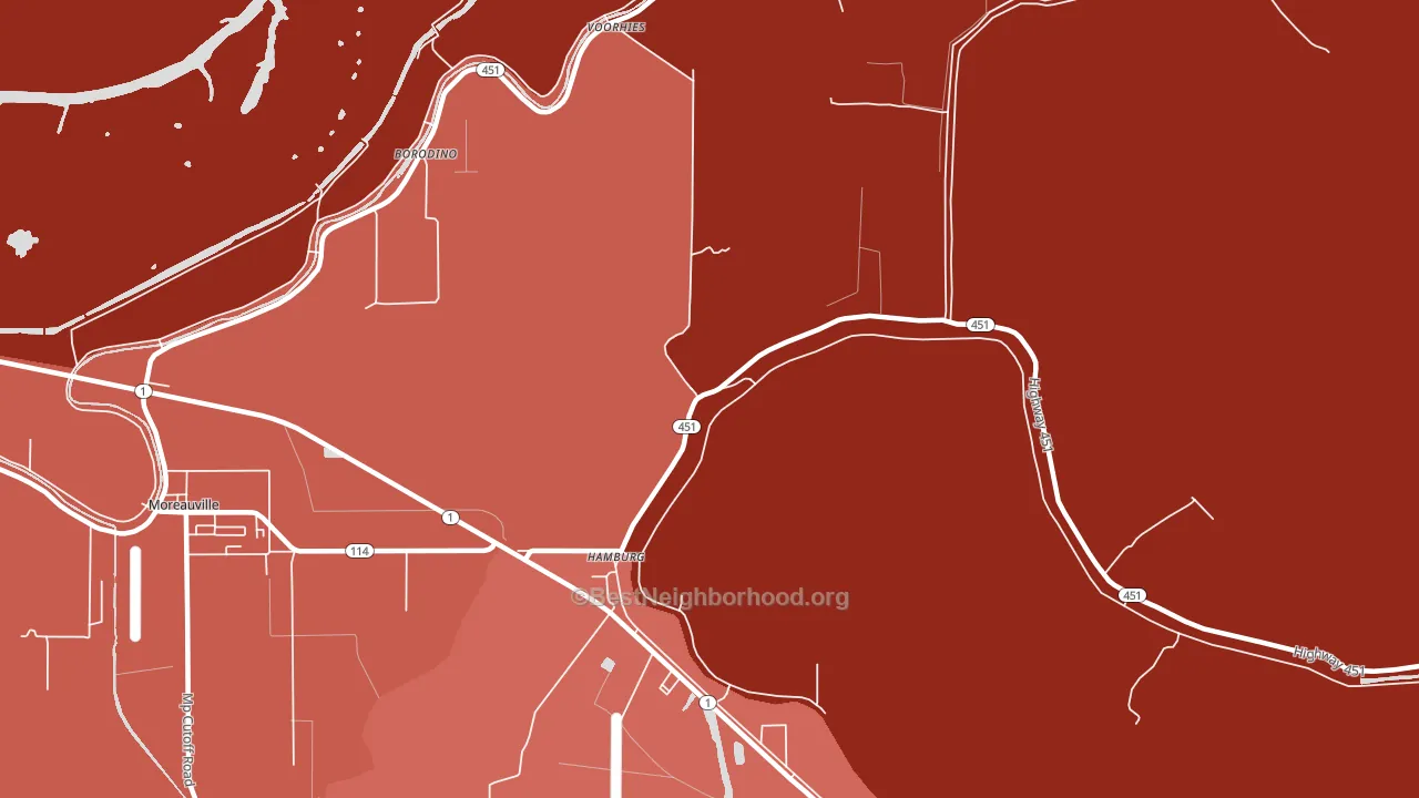 Hamburg, LA block-group political-lean map