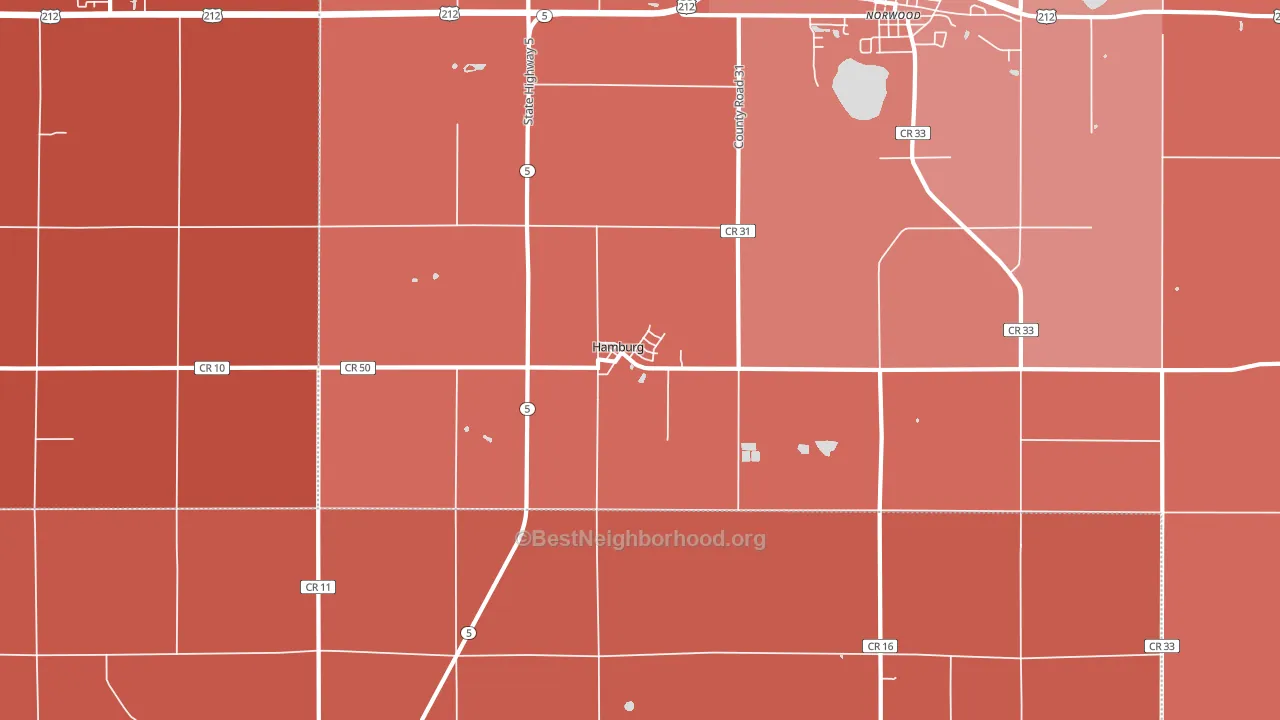 Hamburg, MN block-group political-lean map