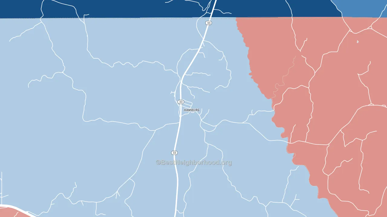 Hamburg, MS block-group political-lean map