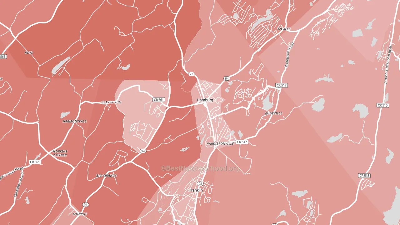Hamburg, NJ block-group political-lean map