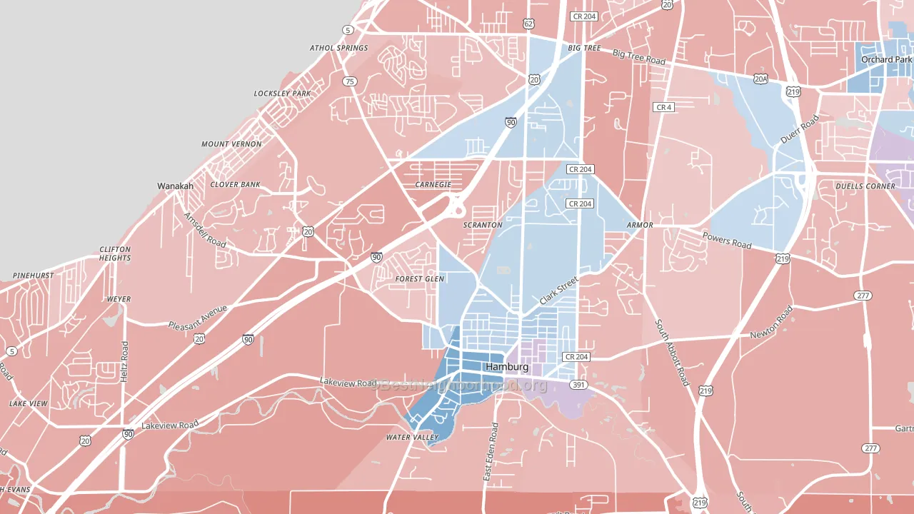 Hamburg, NY block-group political-lean map