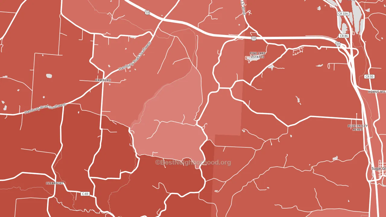 Hamburg, OH block-group political-lean map