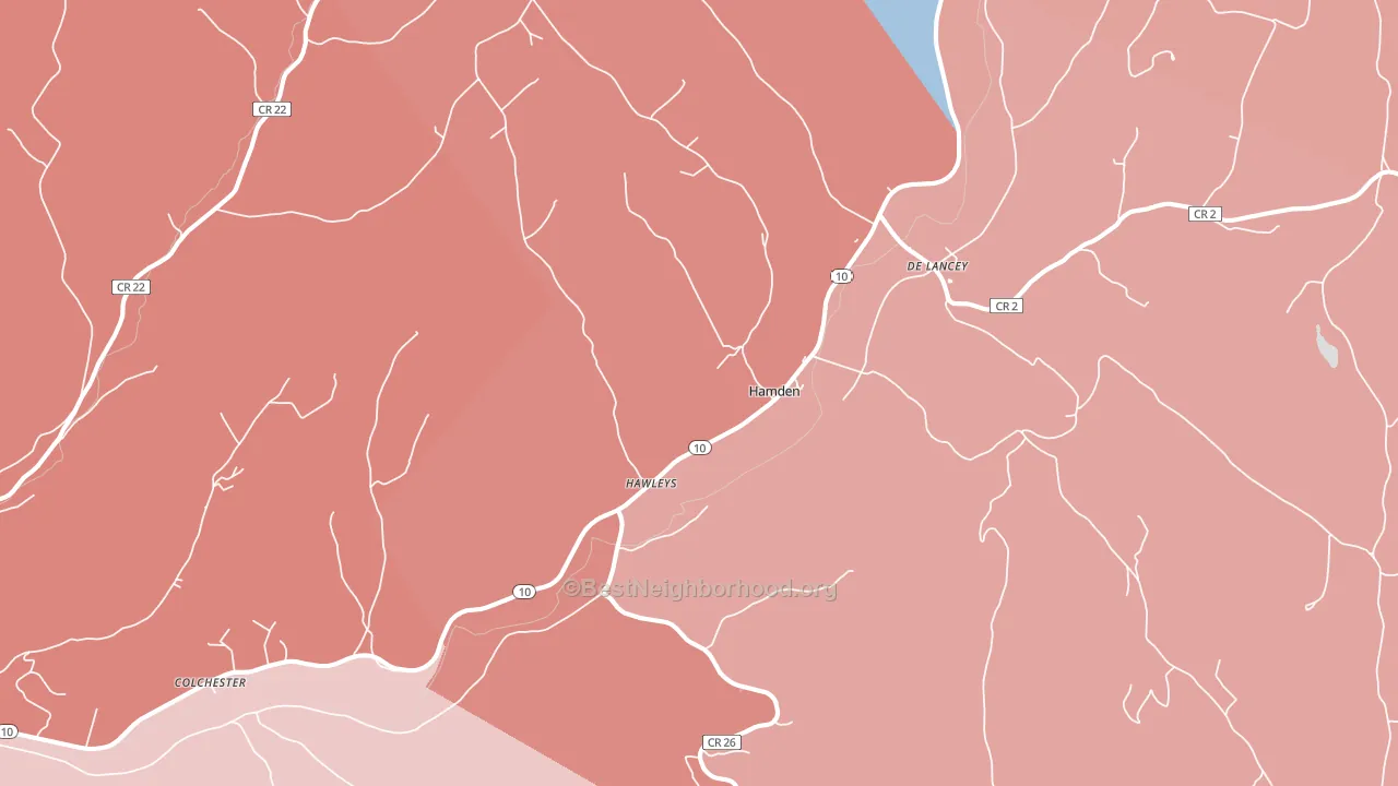 Hamden, NY block-group political-lean map