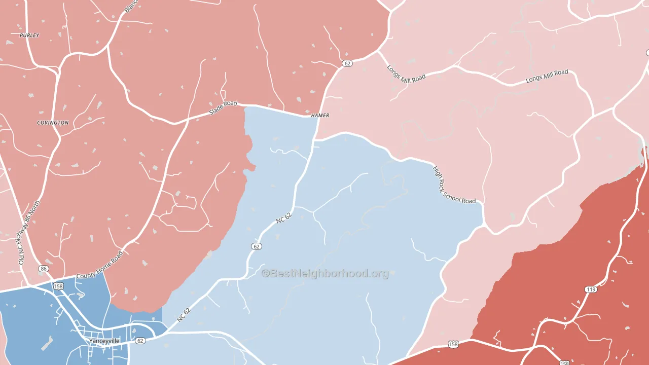 Hamer, NC block-group political-lean map