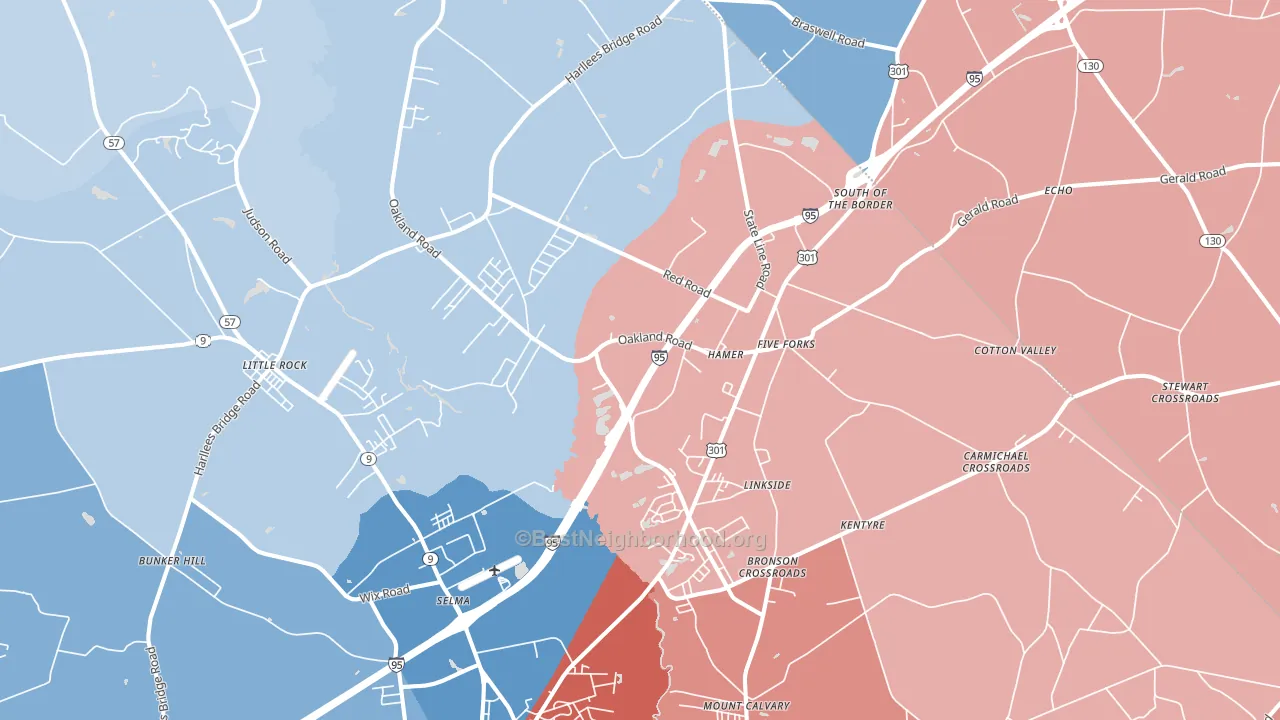 Hamer, SC block-group political-lean map