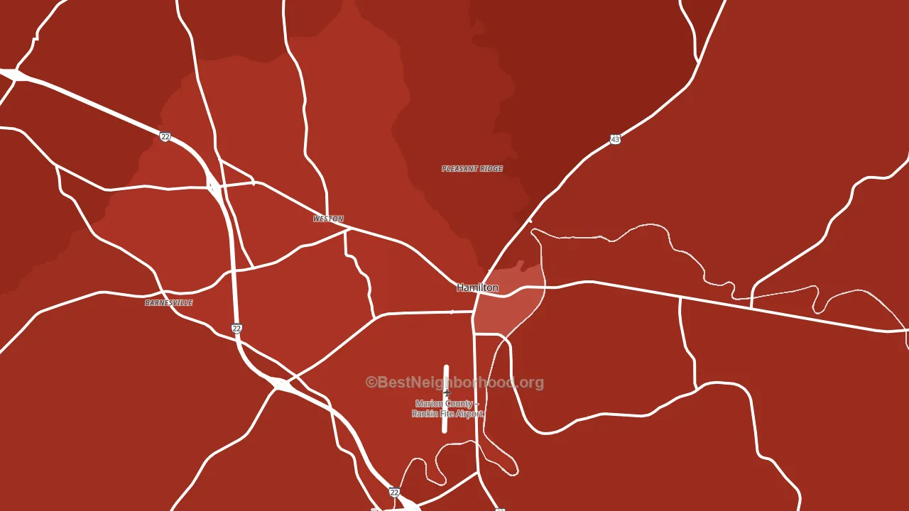 Hamilton, AL block-group political-lean map