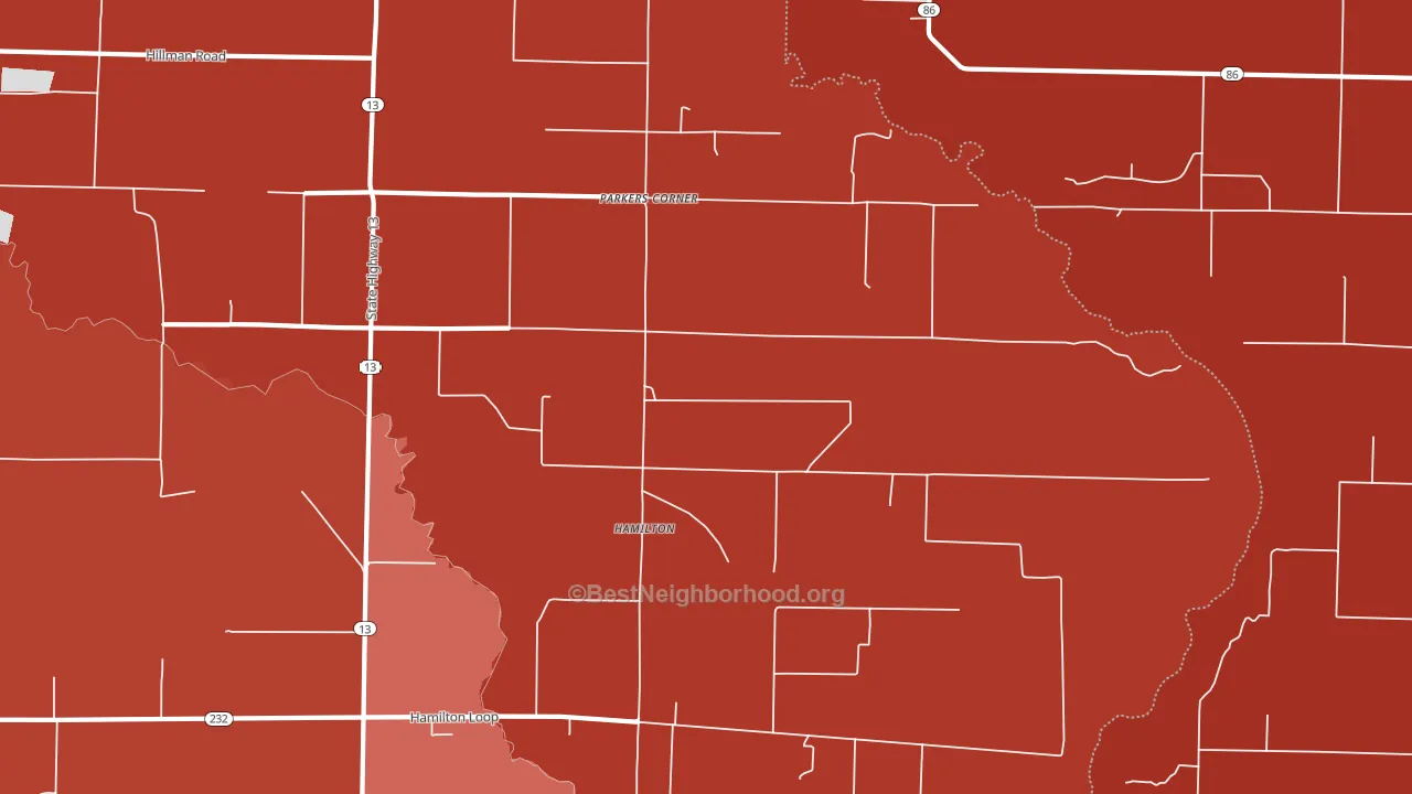Hamilton, AR block-group political-lean map