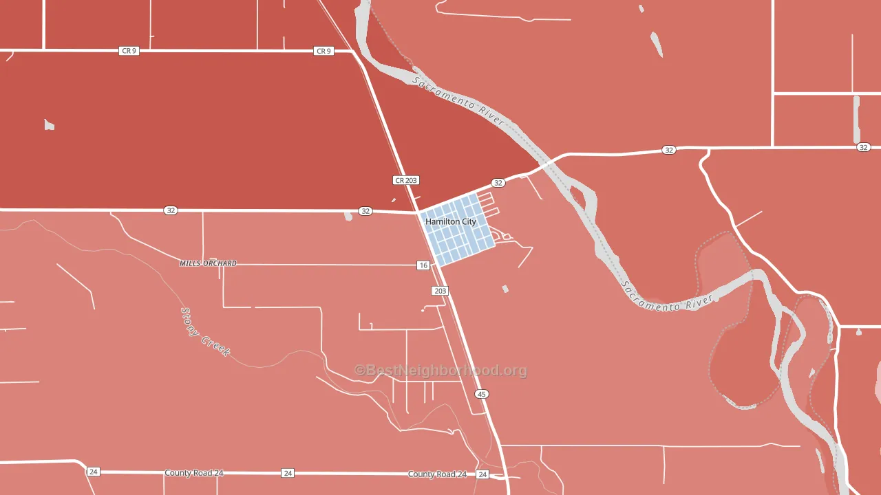 Hamilton City, CA block-group political-lean map