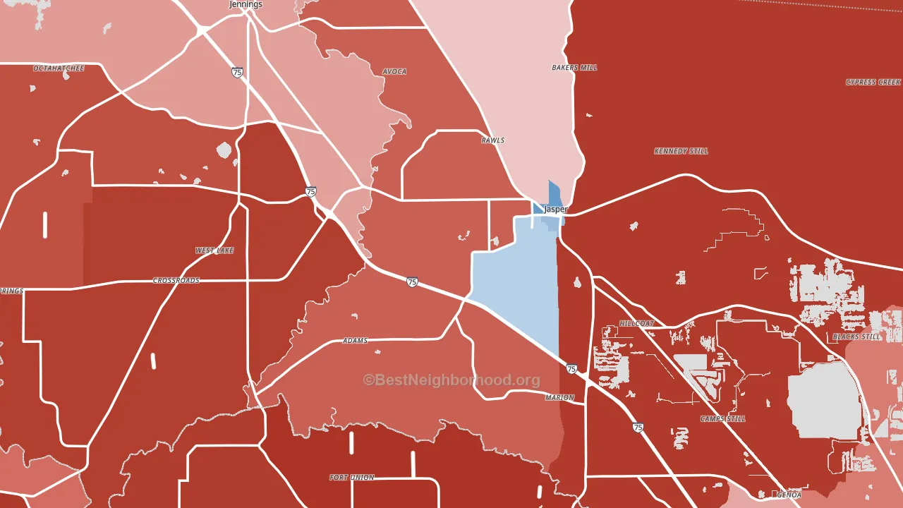 Hamilton County, FL block-group political-lean map