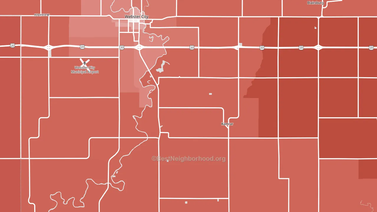 Hamilton County, IA block-group political-lean map