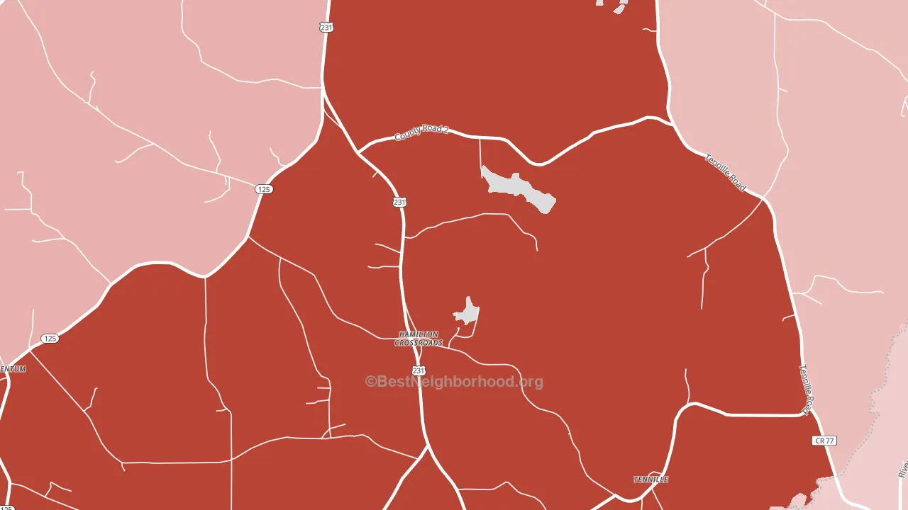Hamilton Crossroads, AL block-group political-lean map