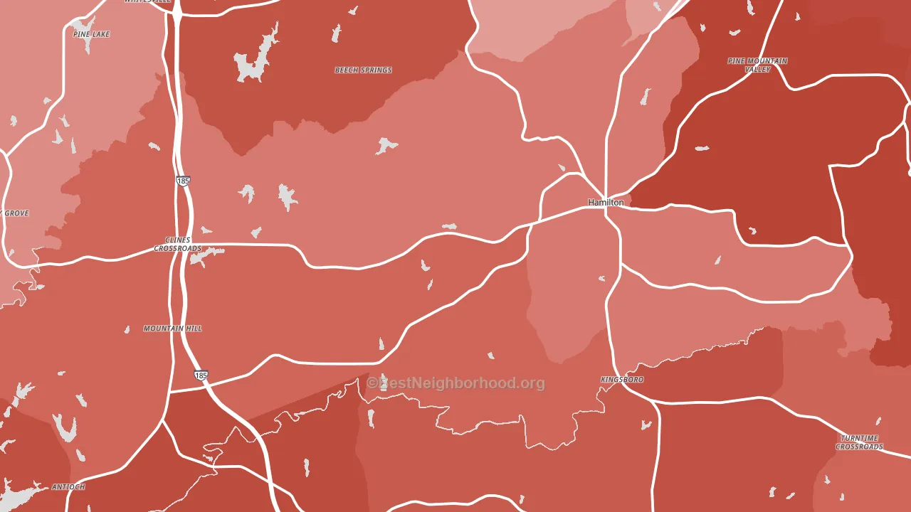 Hamilton, GA block-group political-lean map