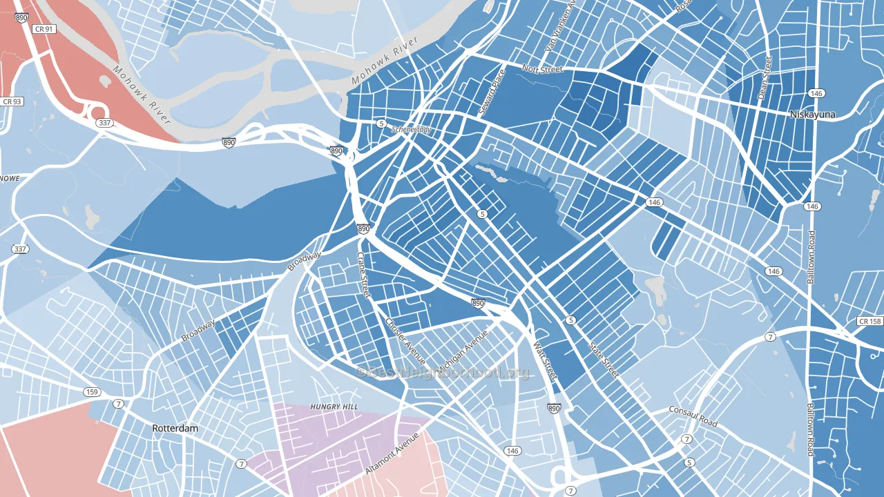Hamilton Hills, Schenectady, NY block-group political-lean map