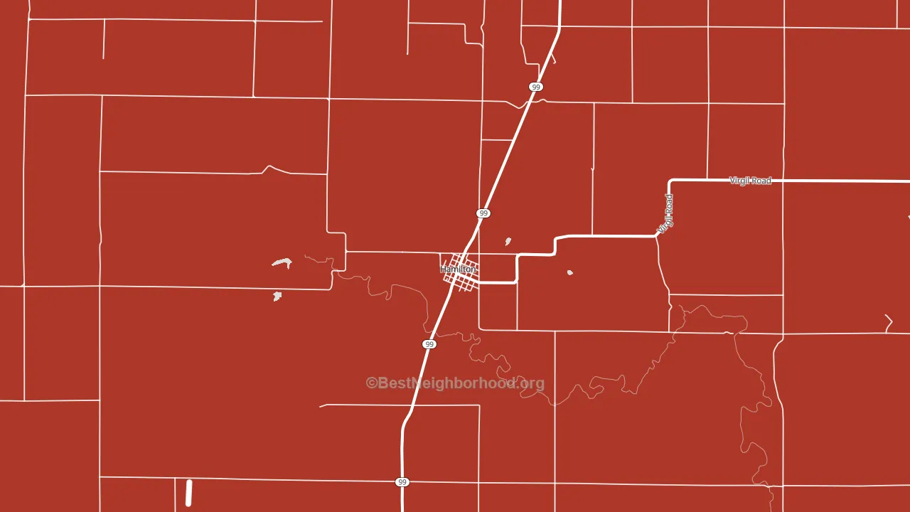 Hamilton, KS block-group political-lean map