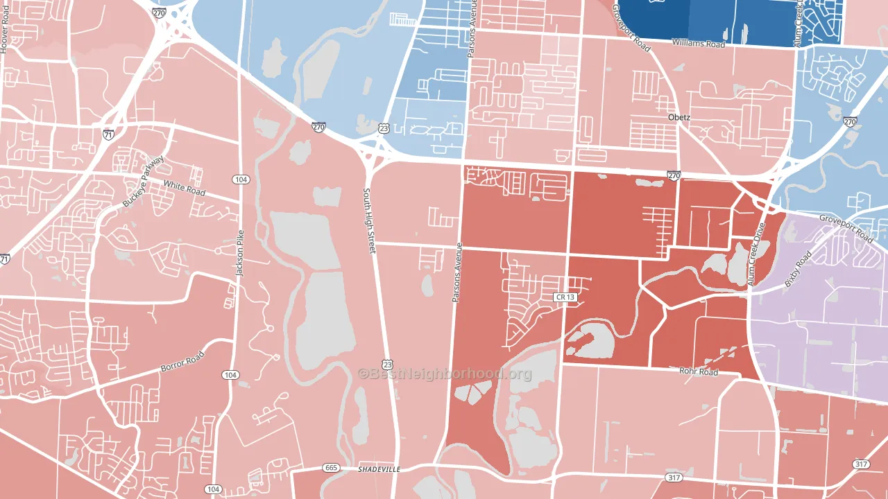 Hamilton Meadows, OH block-group political-lean map
