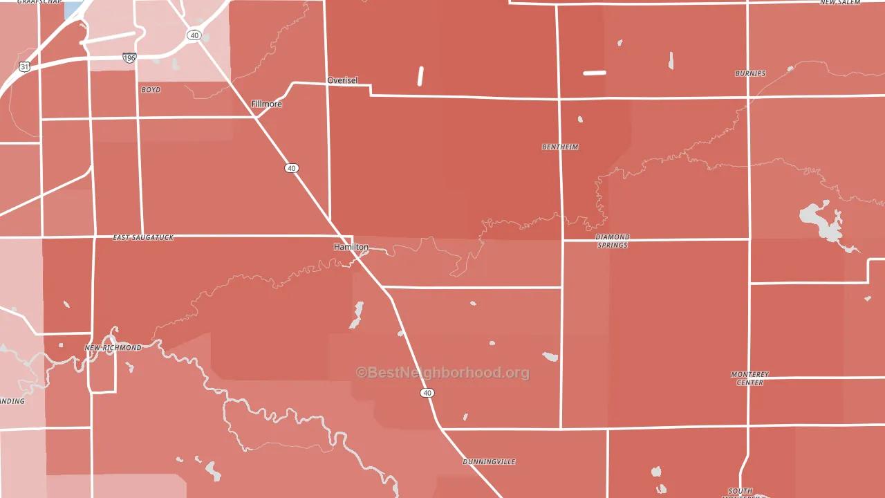 Hamilton, MI block-group political-lean map