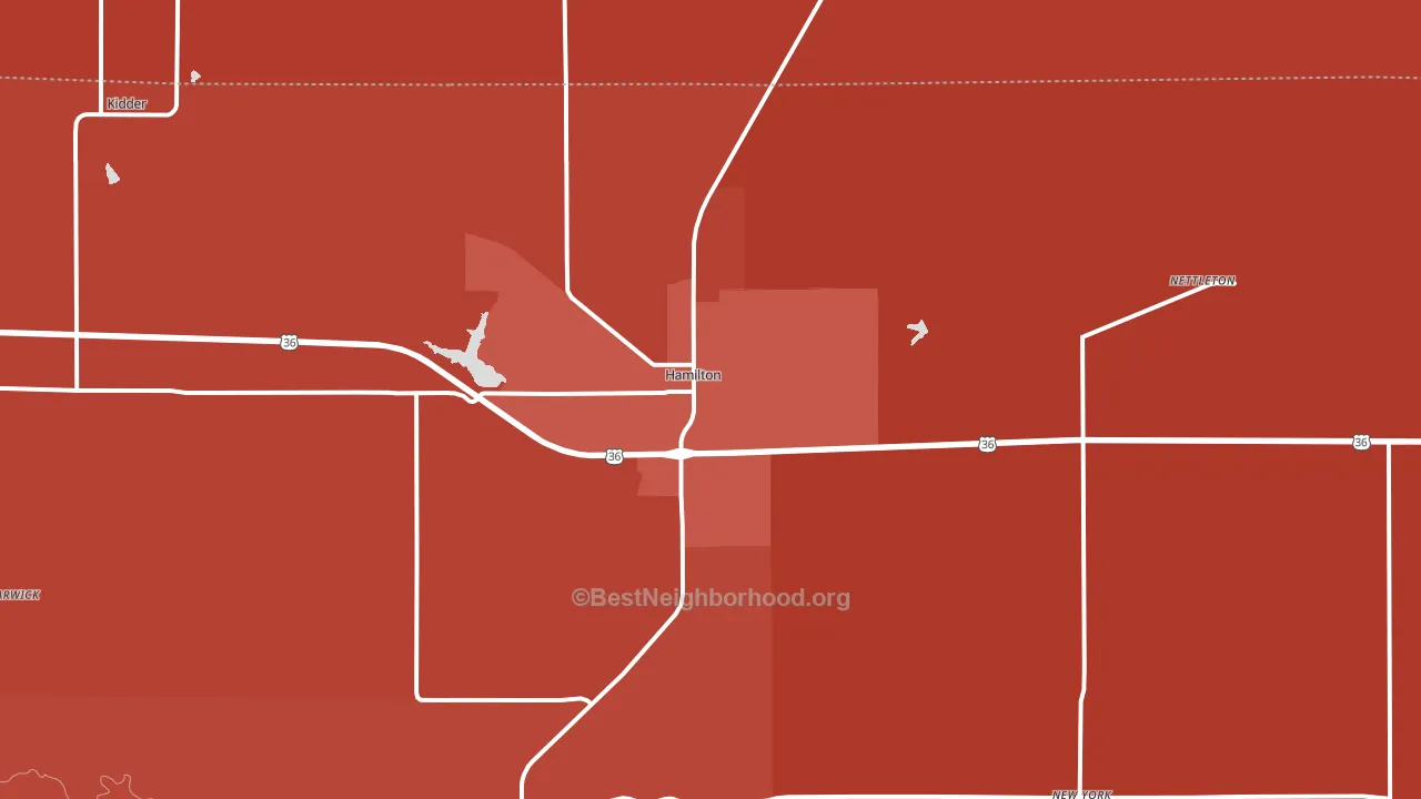 Hamilton, MO block-group political-lean map