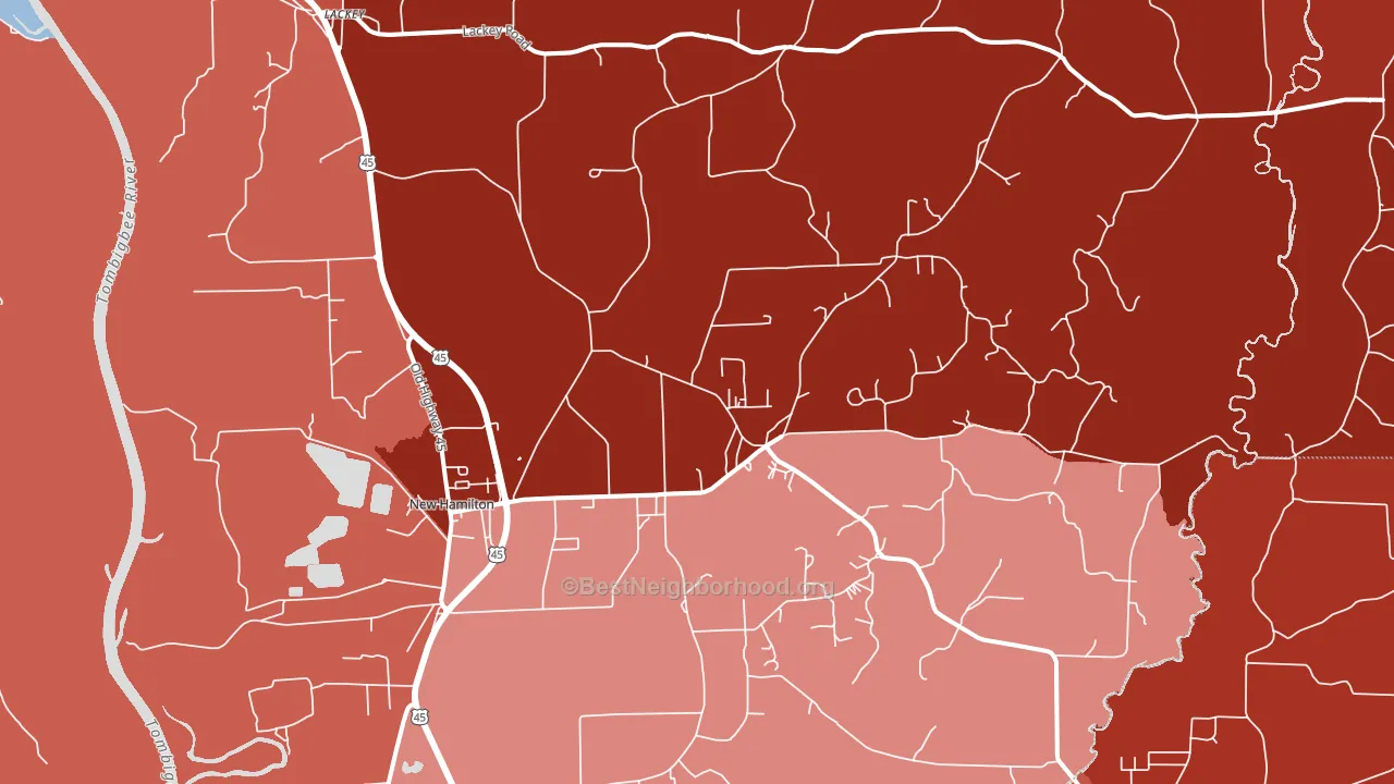 Hamilton, MS block-group political-lean map