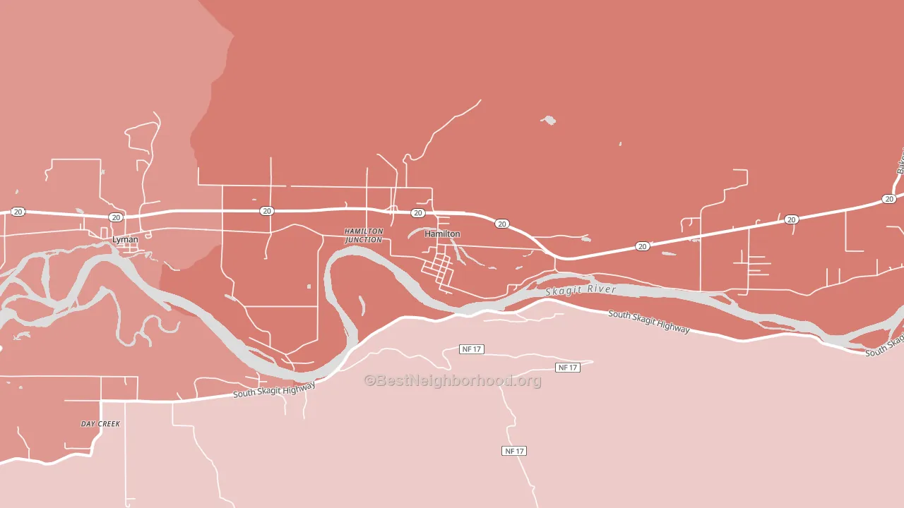 Hamilton, WA block-group political-lean map