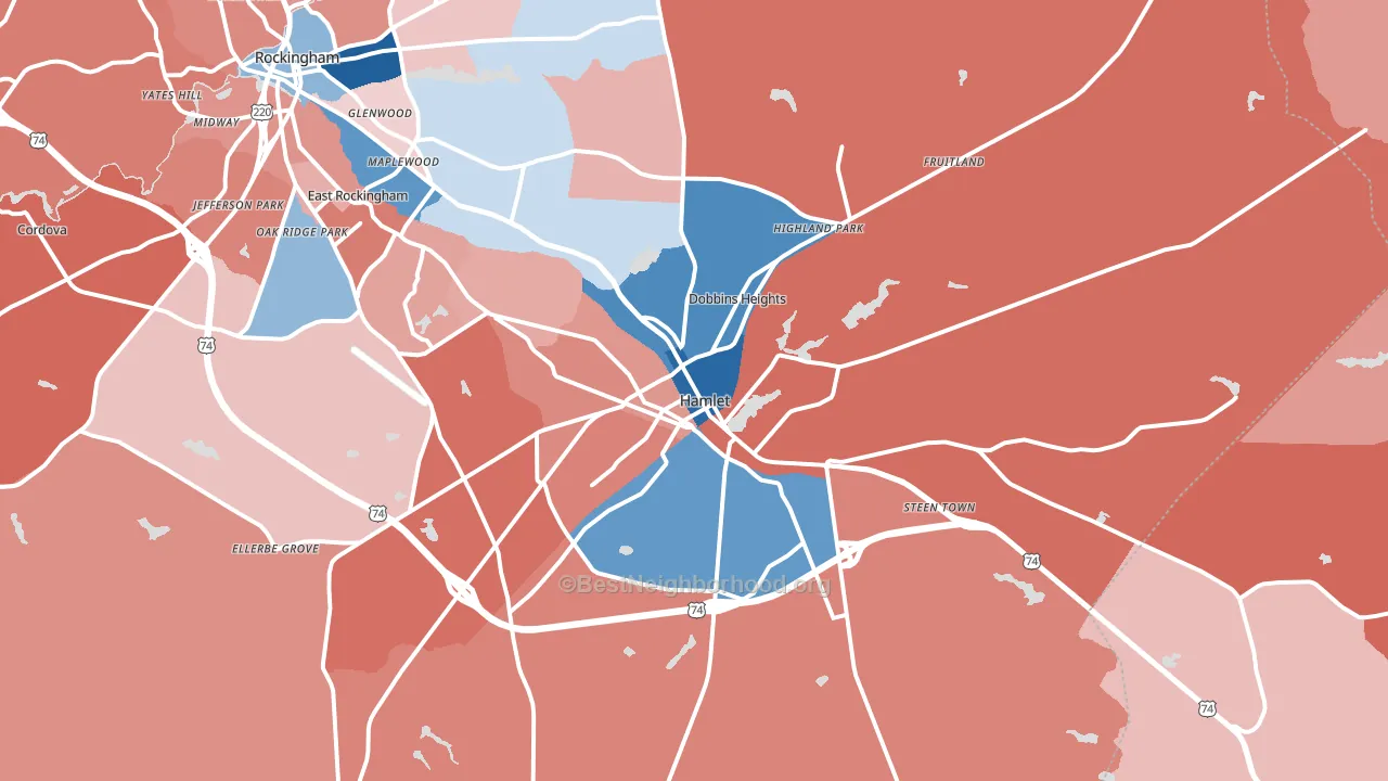 Hamlet, NC block-group political-lean map