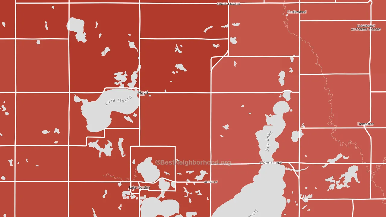 Hamlin County, SD block-group political-lean map