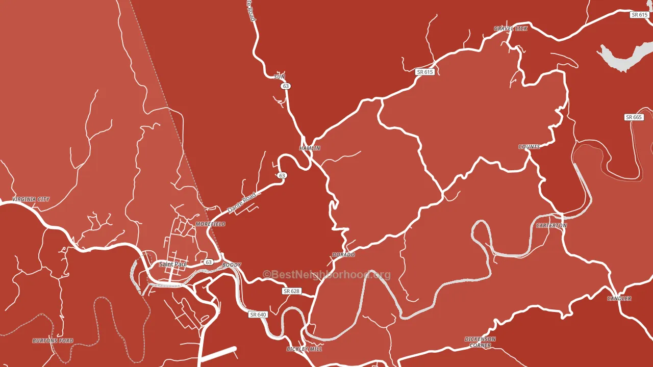 Hamlin, VA block-group political-lean map