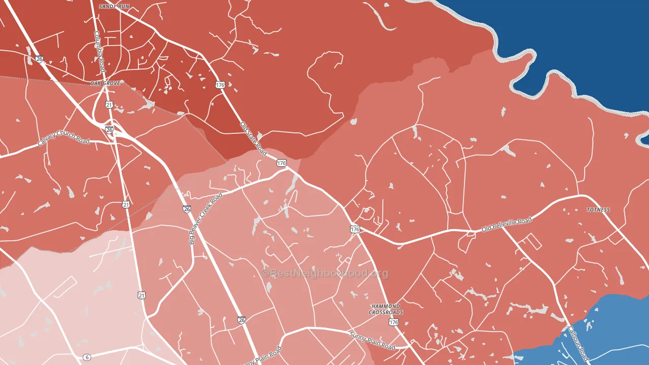Hammond Crossroads, SC block-group political-lean map