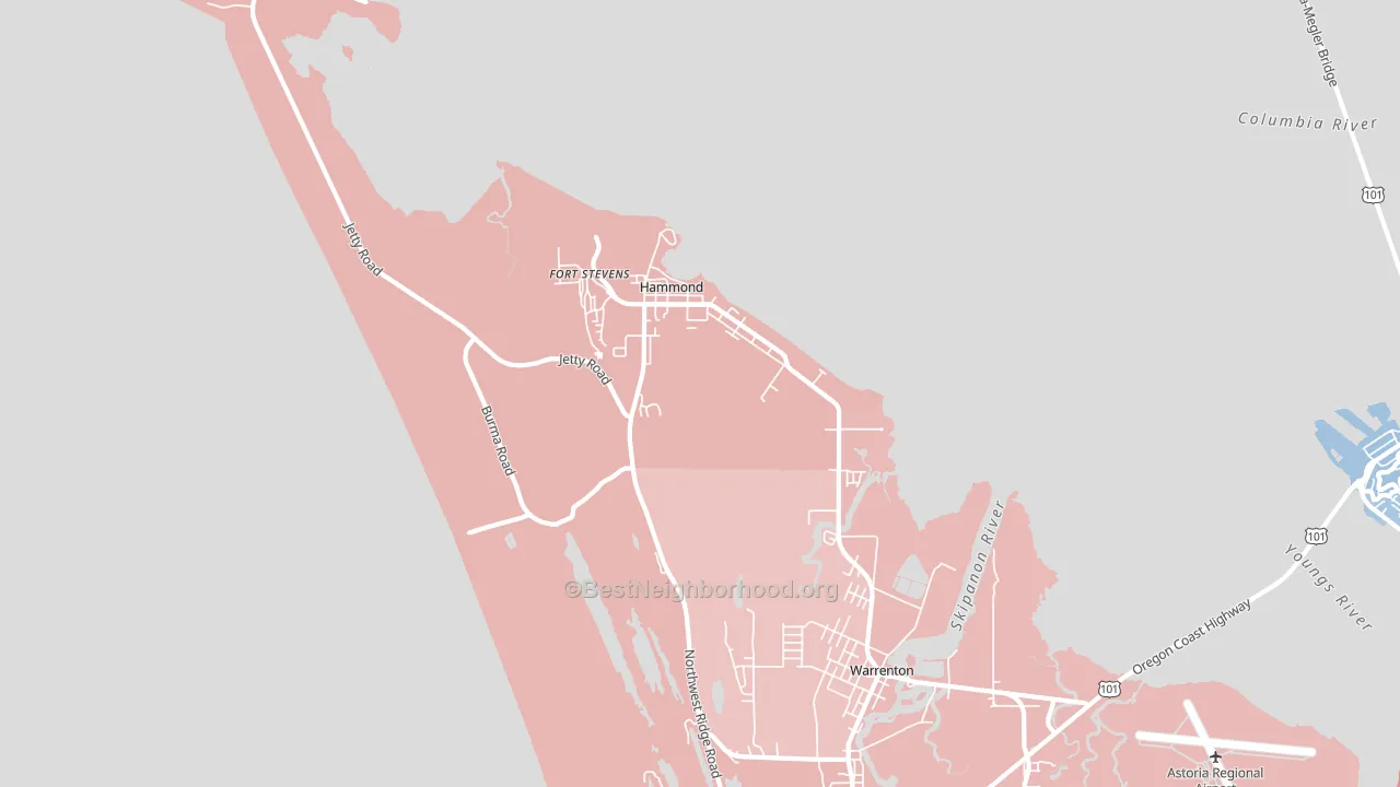 Hammond, OR block-group political-lean map