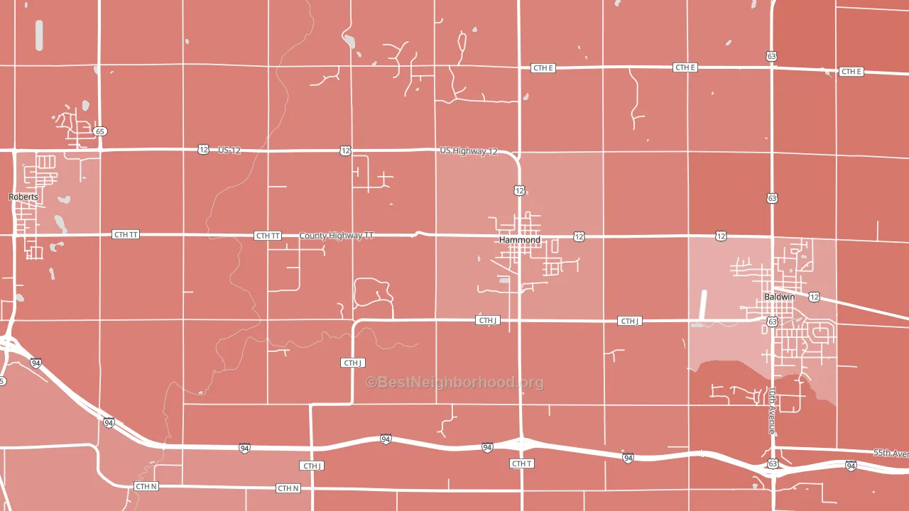 Hammond, WI block-group political-lean map