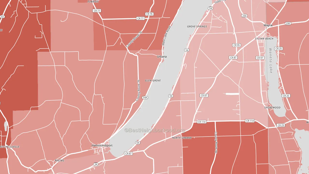 Hammondsport, NY block-group political-lean map